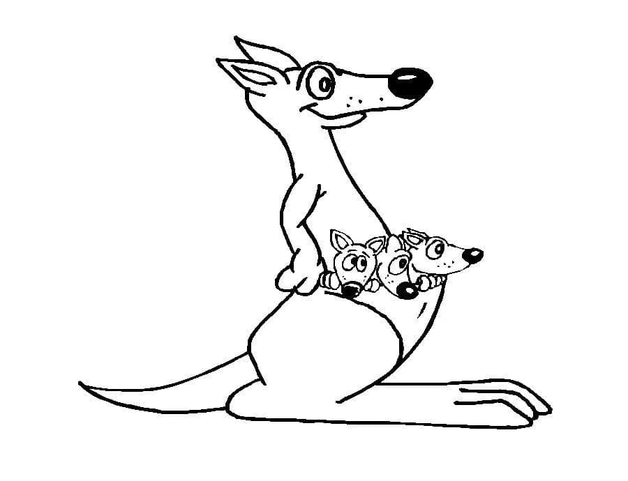 Kangaroo Family coloring page