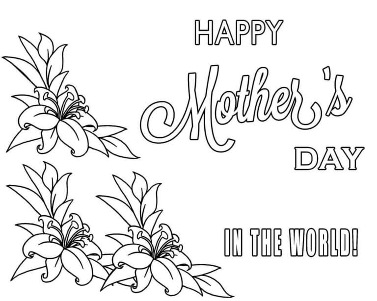 Lilies Decorate A Card For Mom coloring page