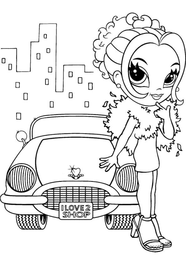 Lisa Frank and Car coloring page - Download, Print or Color Online for Free