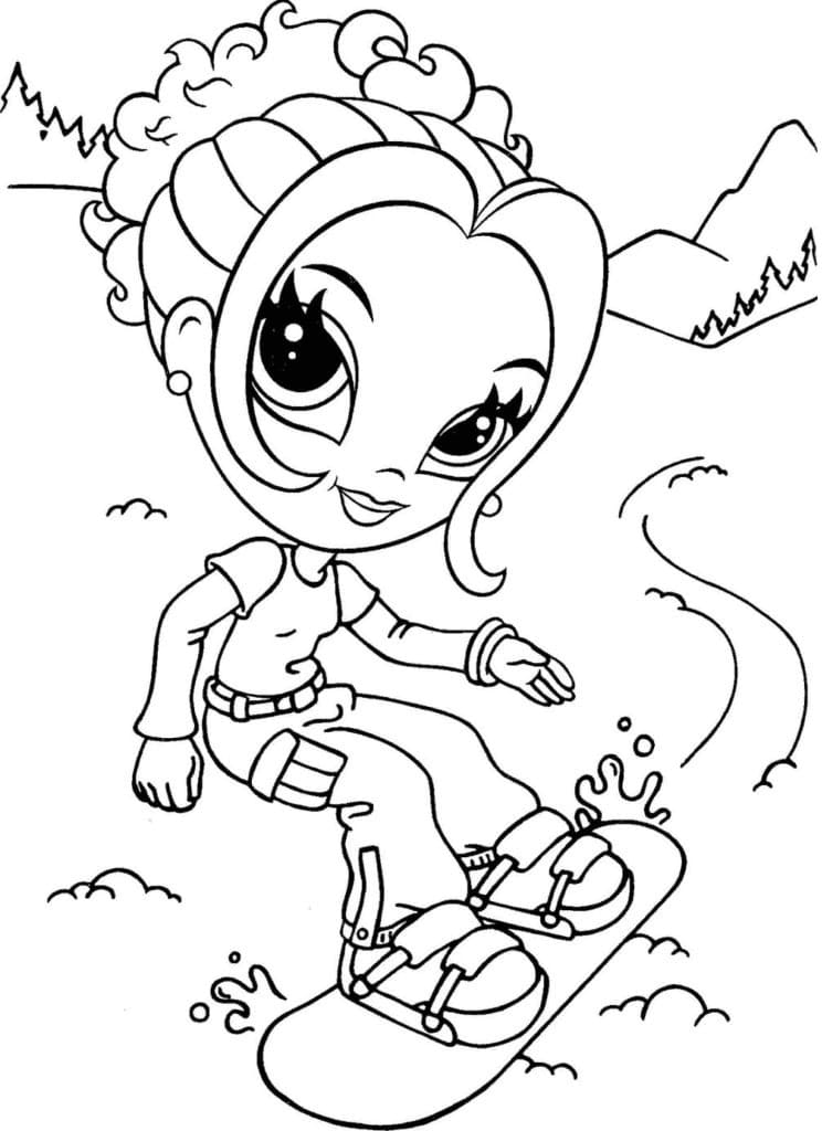 Lisa Frank is Snowboarding coloring page - Download, Print or Color ...