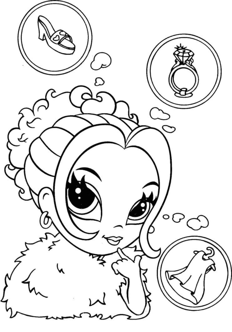 Lisa Frank is Thinking coloring page