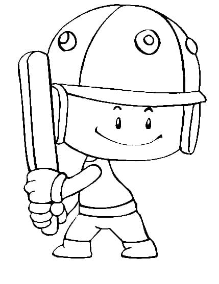 Little Boy Plays Cricket coloring page