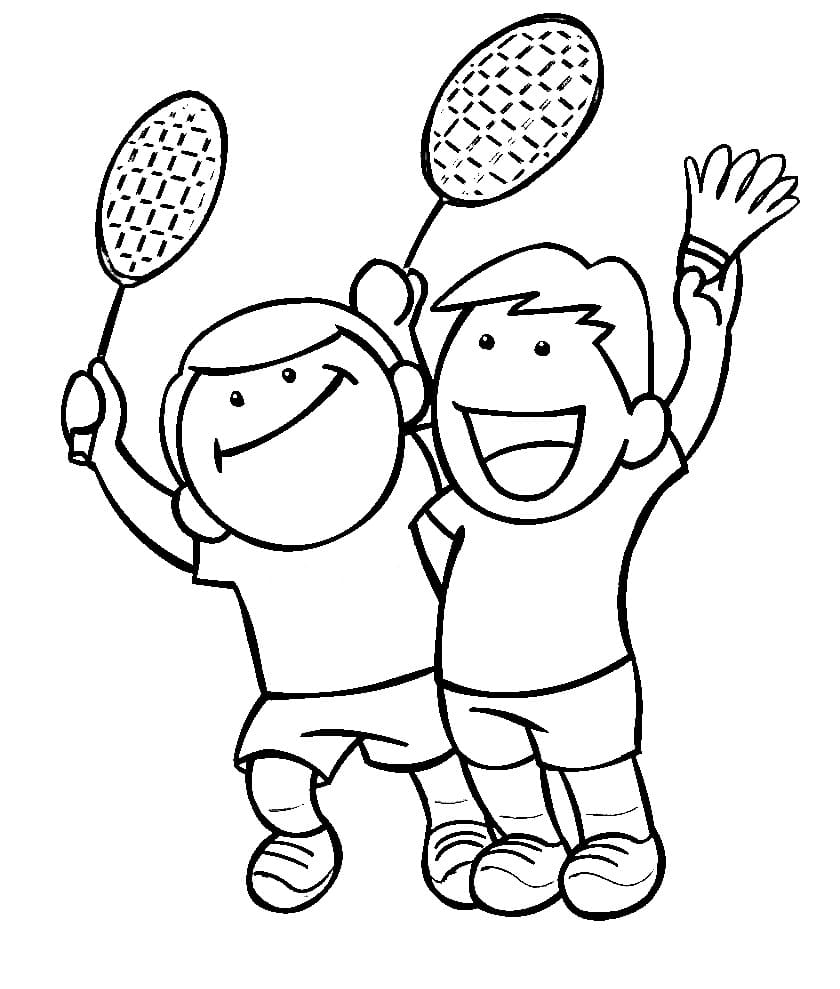 Little Boys Play Badminton coloring page