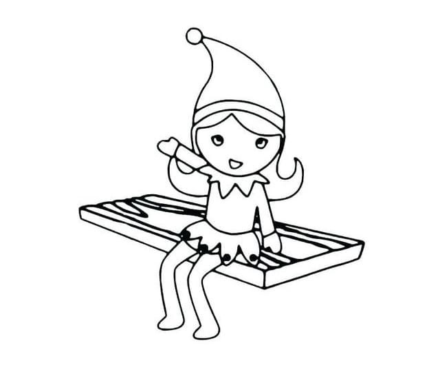 Little Cute Elf on the Shelf coloring page