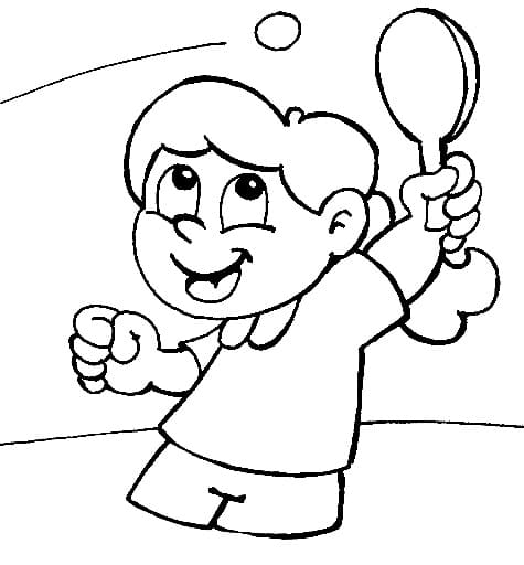 Little Girl is Playing Table Tennis coloring page