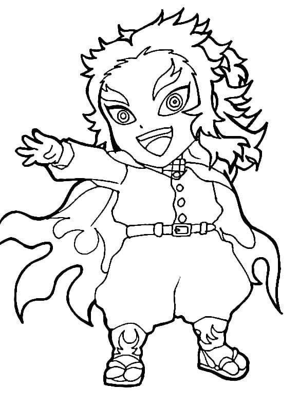 Little Rengoku Kyojuro coloring page