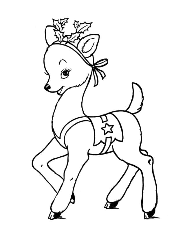 Lovely Christmas Reindeer coloring page