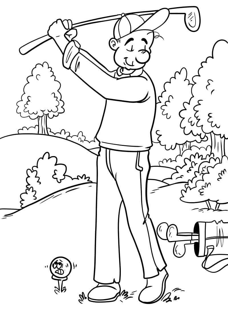 Man is Playing Golf coloring page