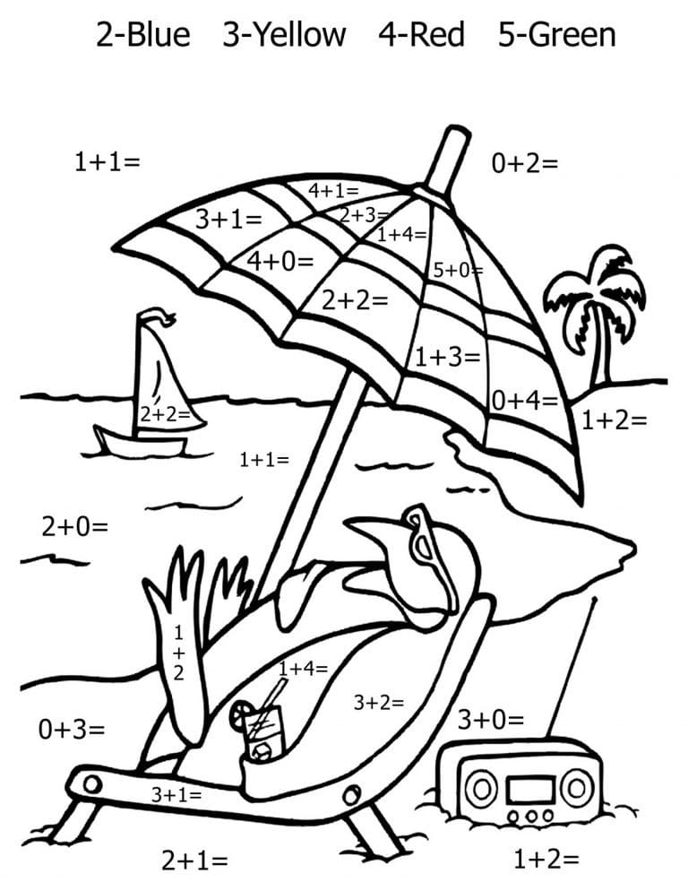 Math Addition Color By Number coloring page