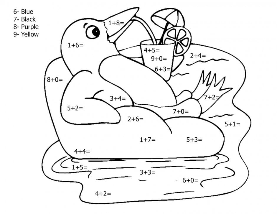 Math Addition Color By Number For Kids Coloring Page Download Print 