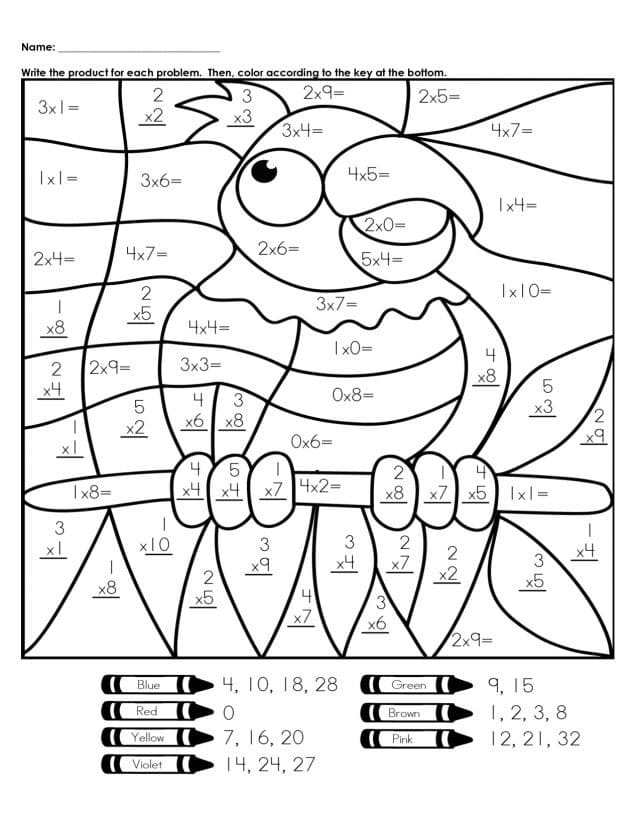 Math Multiplication Color By Number coloring page - Download, Print or ...
