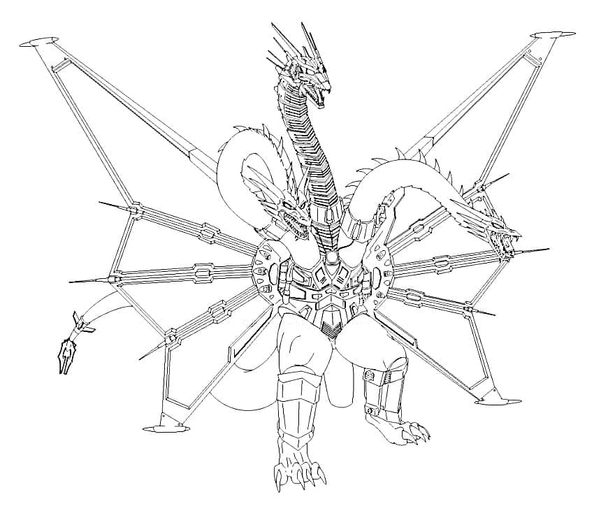 Mecha King Ghidorah coloring page