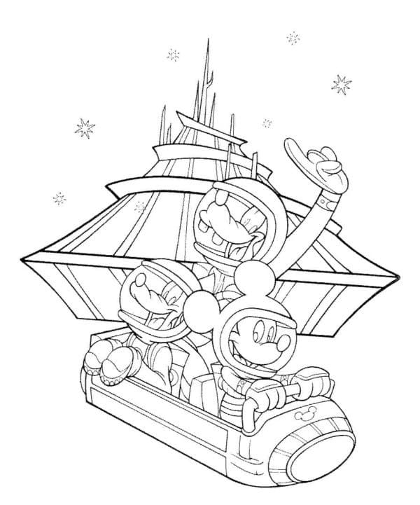 Mickey Mouse Outer Space coloring page