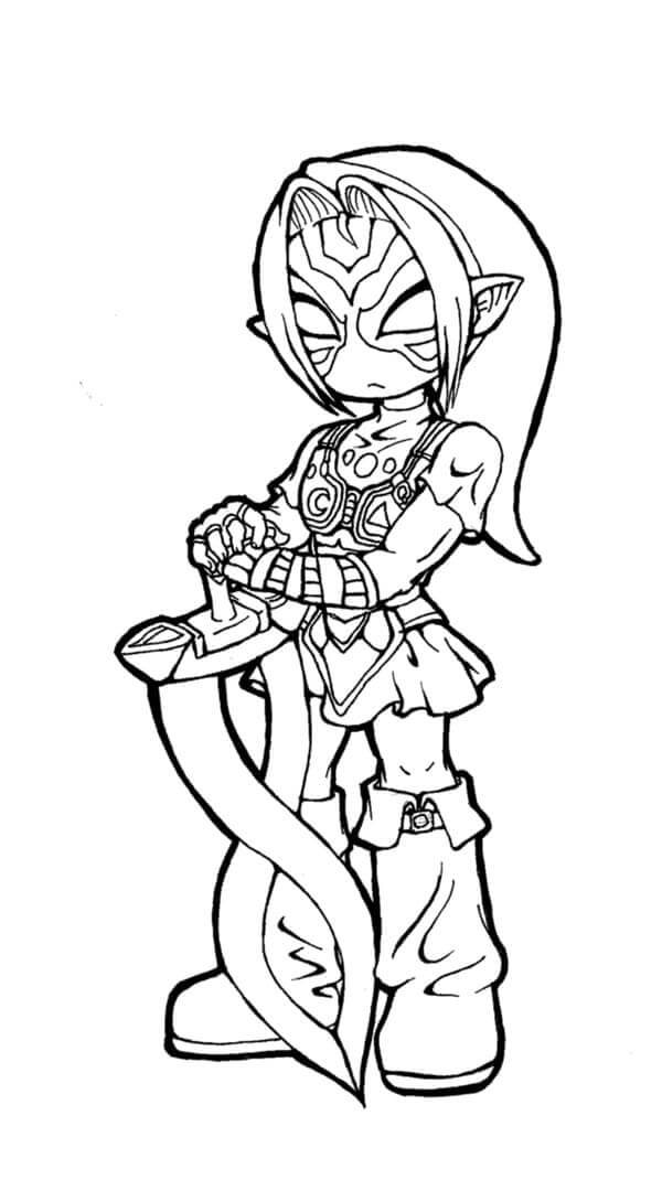 Modern Link With An Unusual Sword coloring page