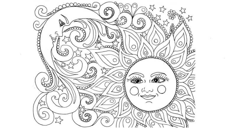 Moon And Sun Relax coloring coloring page