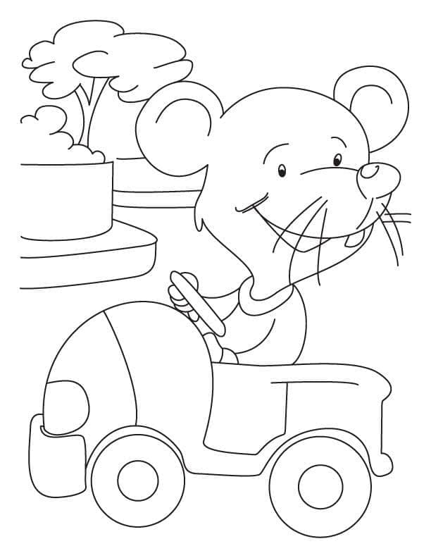 Mouse is Driving coloring page