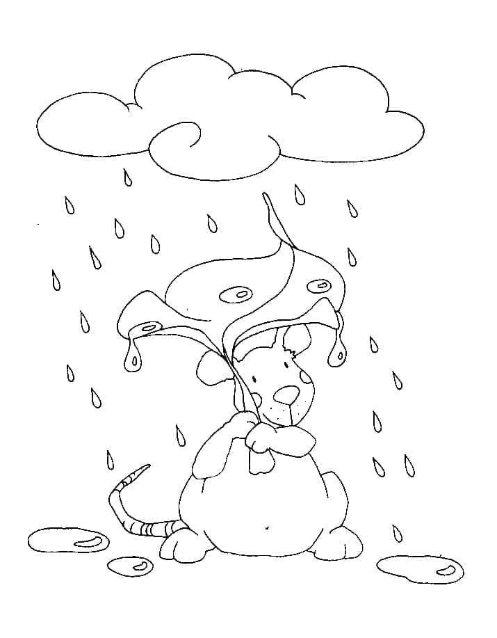 Mouse is Under the Rain coloring page