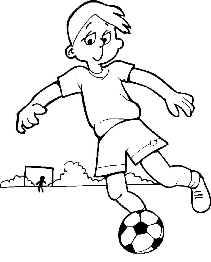 Nice Boy Plays Football coloring page