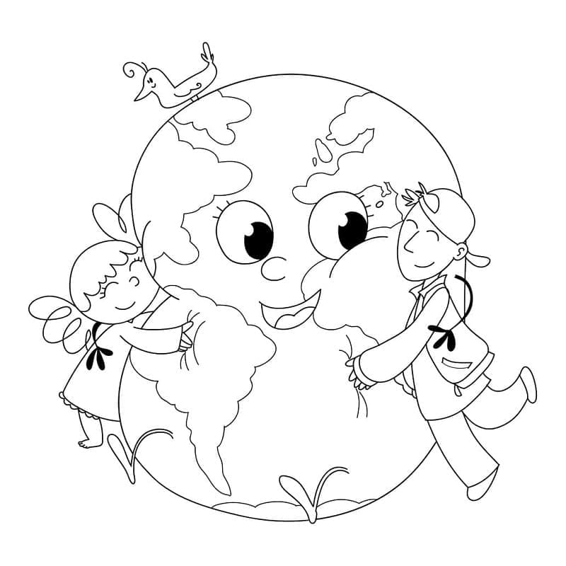 People Hug The Earth Coloring Page - Download, Print Or Color Online 