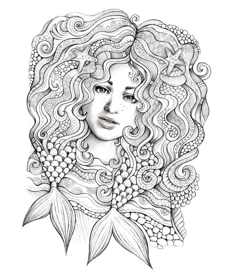 Portrait Of A Sea Virgin Relaxing coloring page