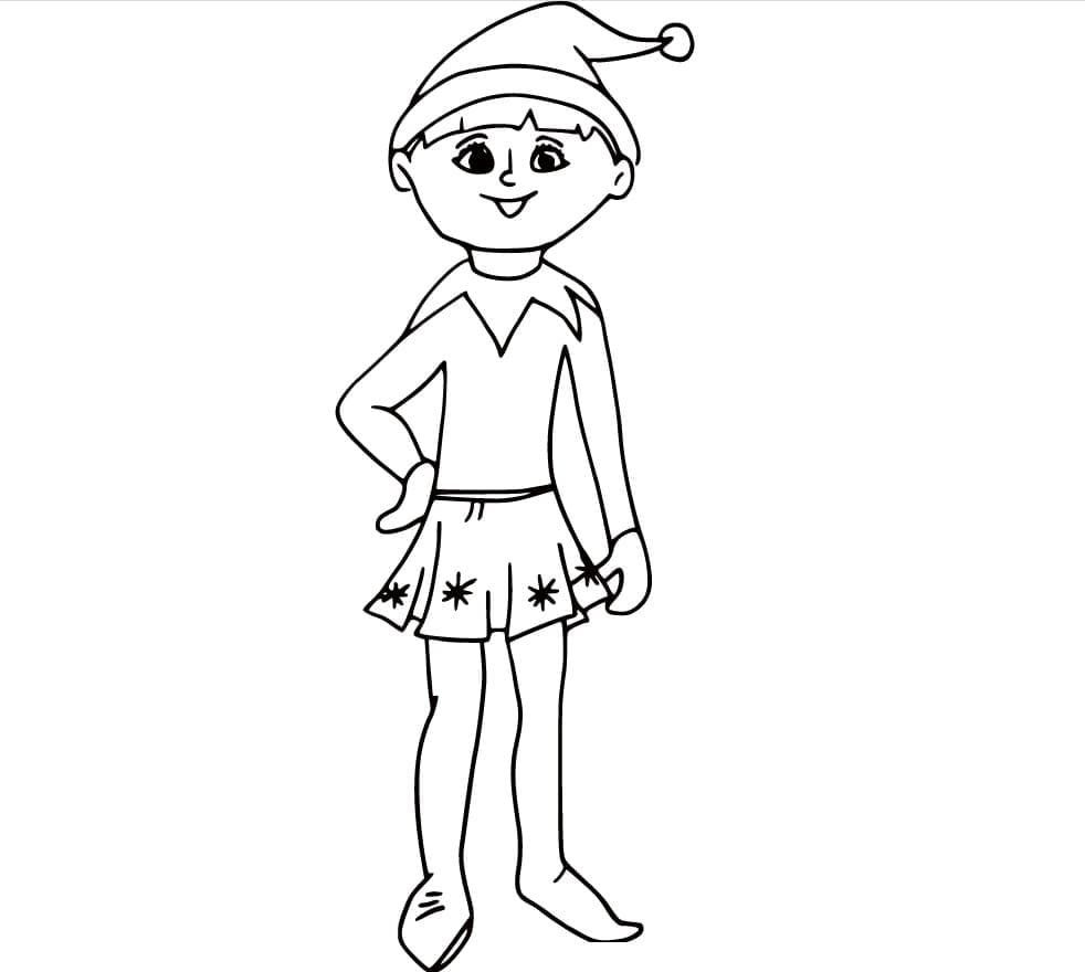 Pretty Elf on the Shelf coloring page