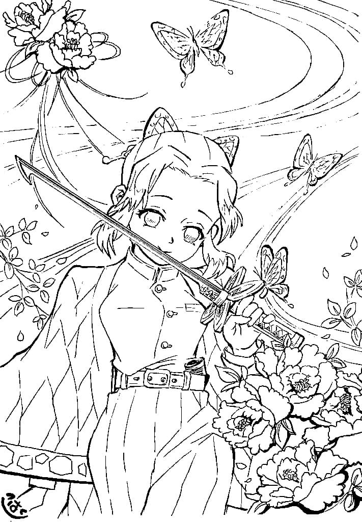 Pretty Shinobu Kochou coloring page