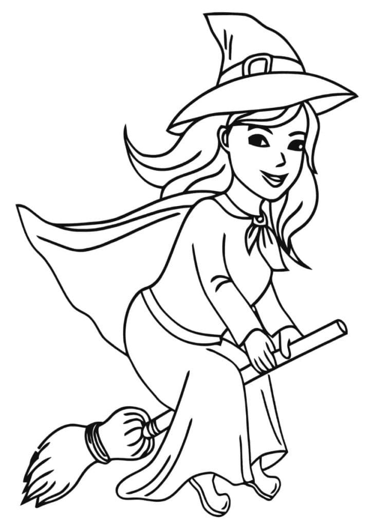Pretty Witch is Flying coloring page - Download, Print or Color Online ...