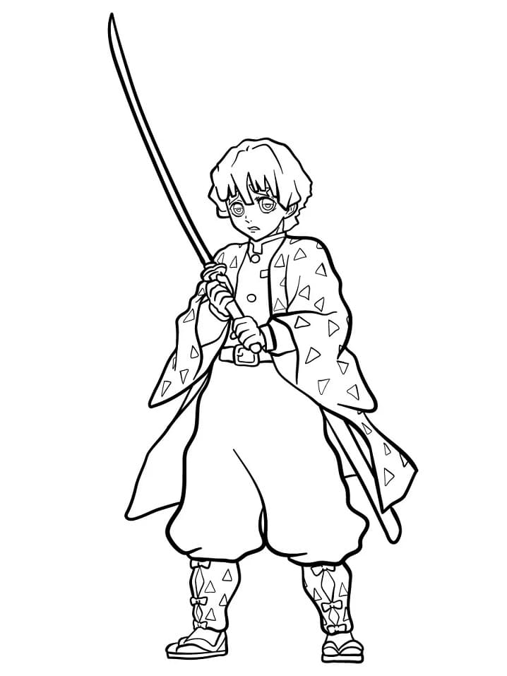 Print Zenitsu coloring page