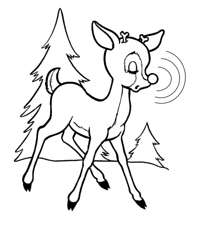 Printable Cute Rudolph coloring page