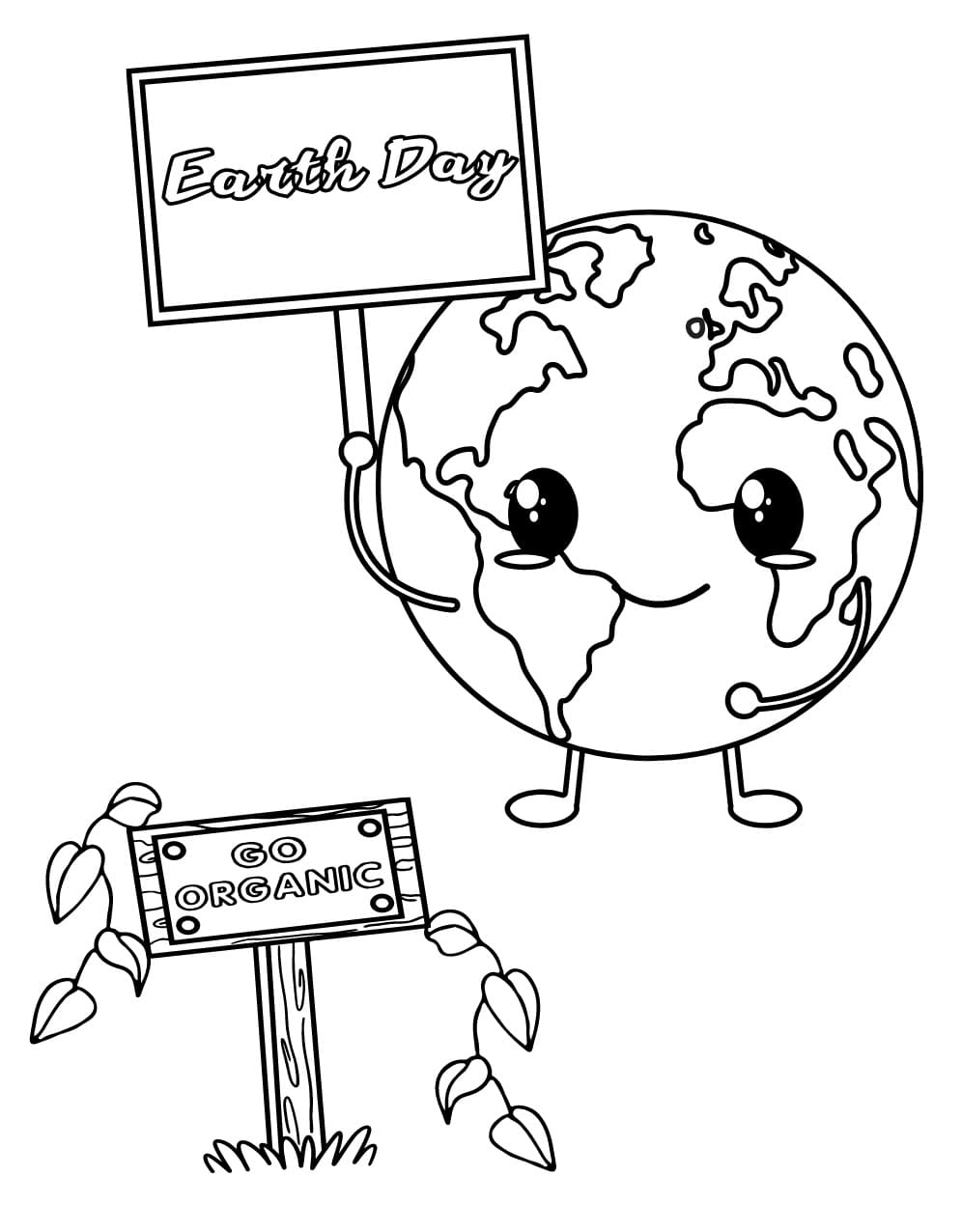 Printable Earth Day Go Organic coloring page Download, Print or Color