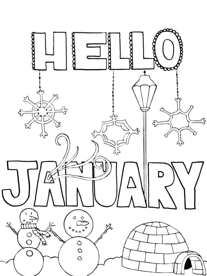 Printable Hello January coloring page - Download, Print or Color Online ...