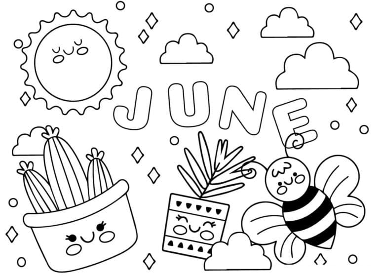 Printable June coloring page - Download, Print or Color Online for Free