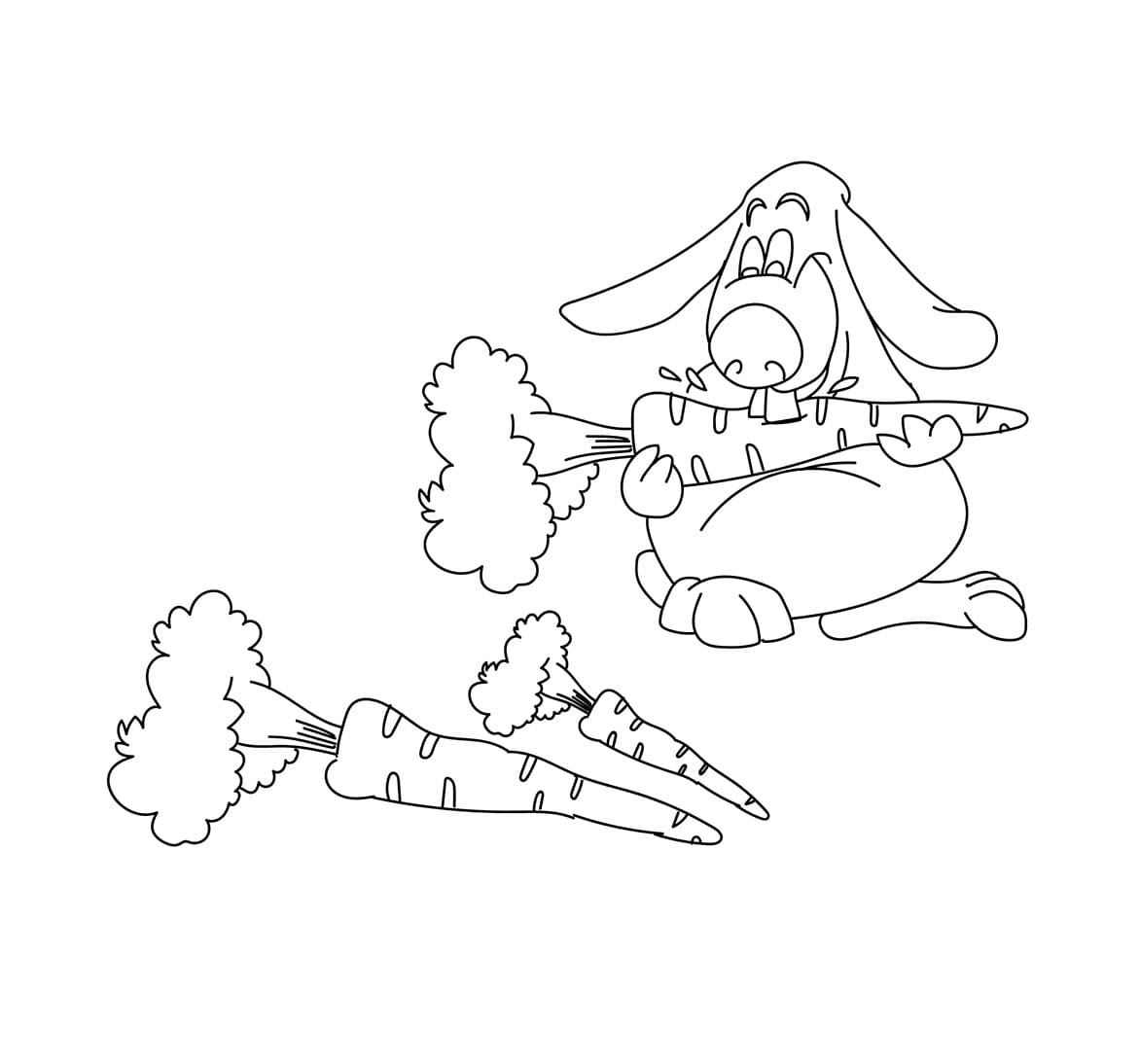 Rabbit and Carrots coloring page