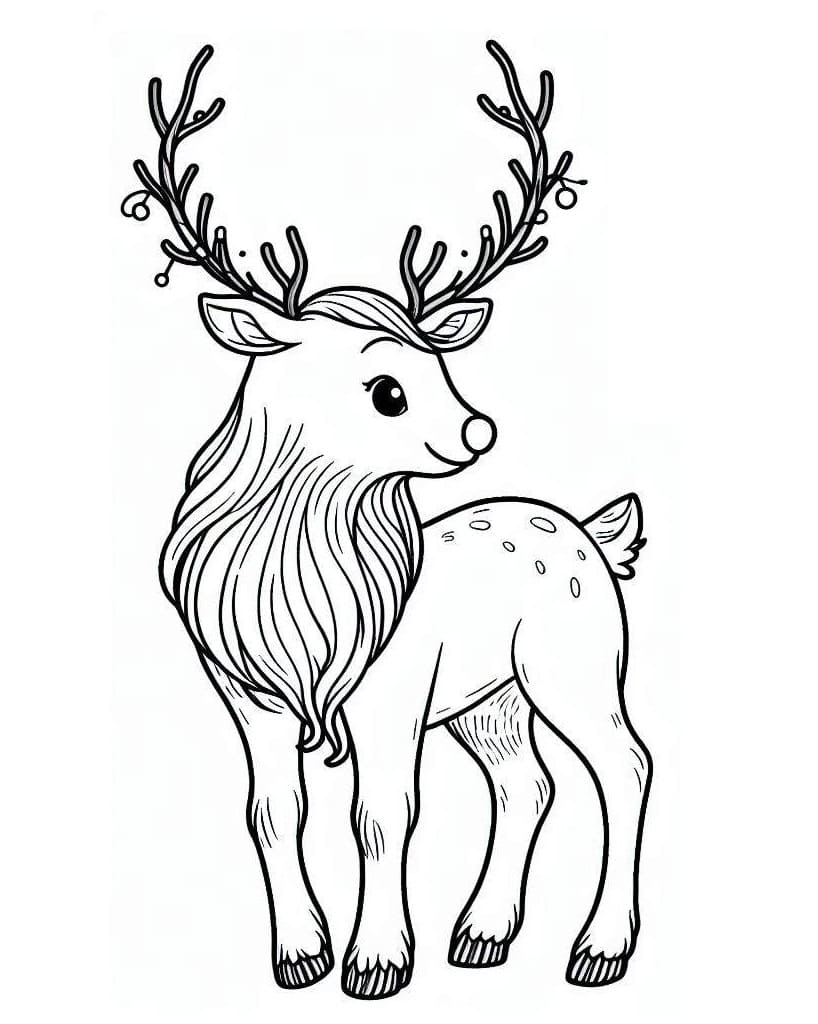 Reindeer is Smiling coloring page