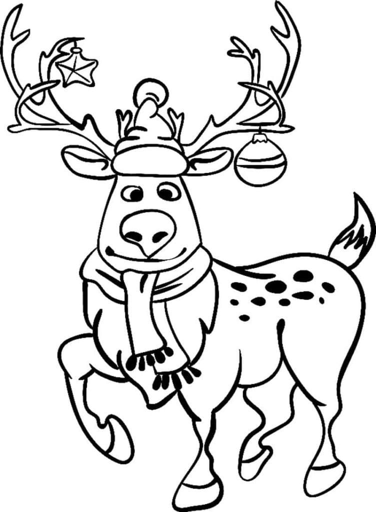 Reindeer with Scarf coloring page