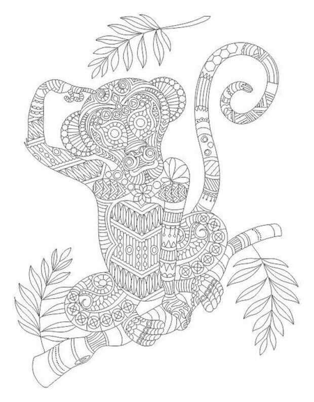 Relaxing Monkey coloring page