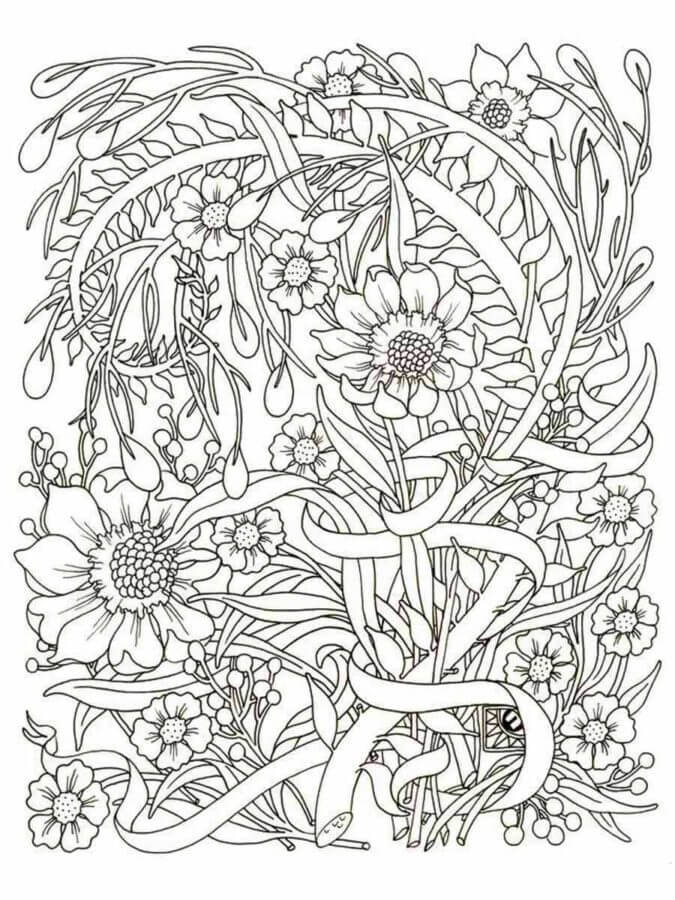 Relaxing Sunflowers coloring page