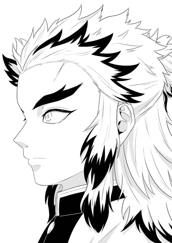 Rengoku Kyojuro Face coloring page