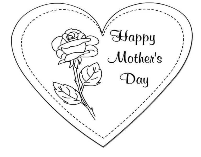 Rose In The Heart For Mom coloring page