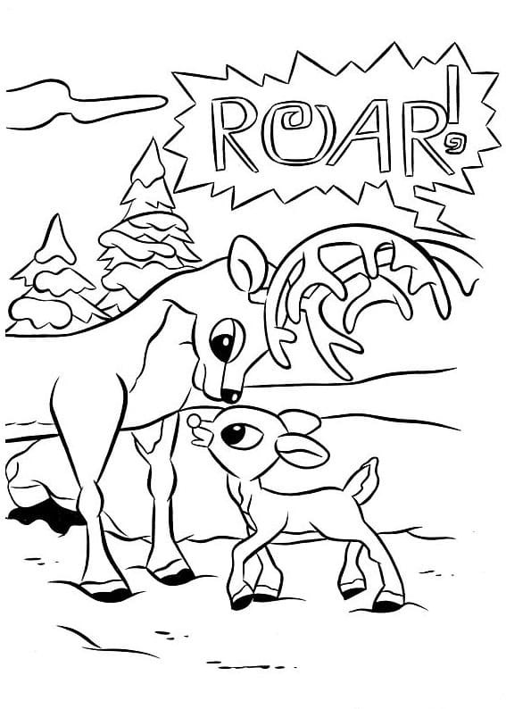 Rudolph and Donner coloring page