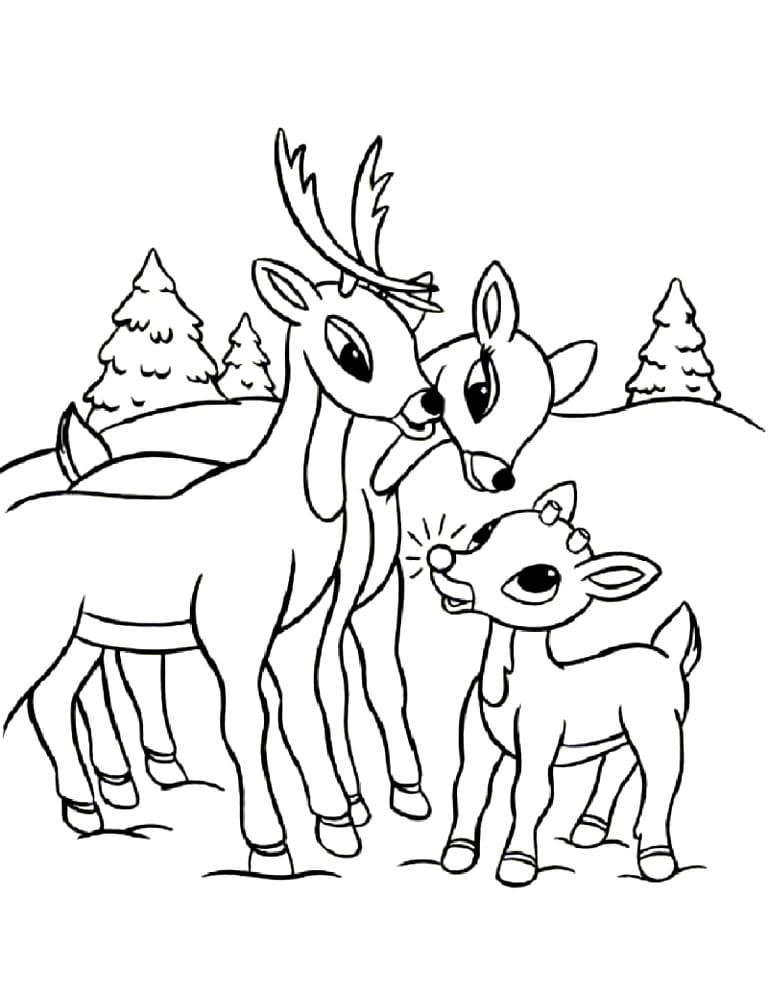 Rudolph and Family coloring page