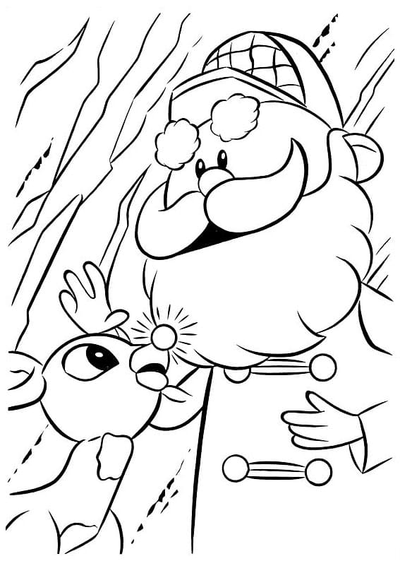 Rudolph and Santa coloring page