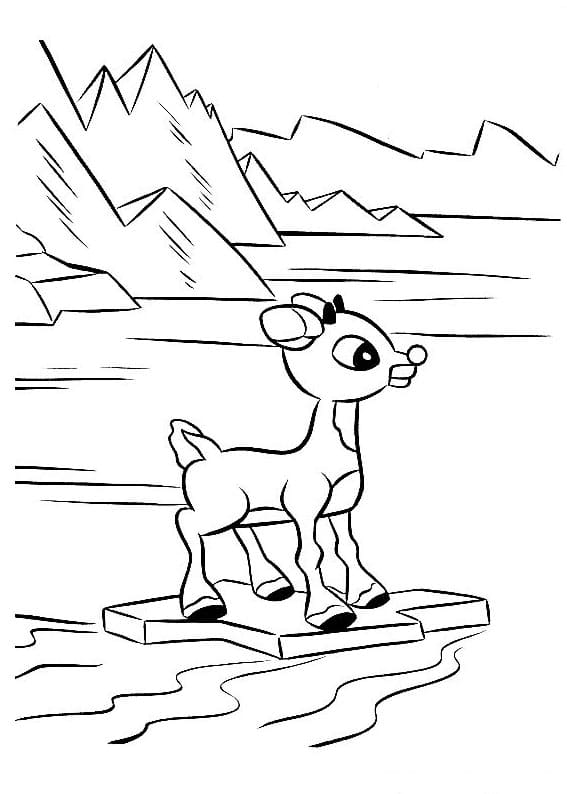 Rudolph on Ice coloring page