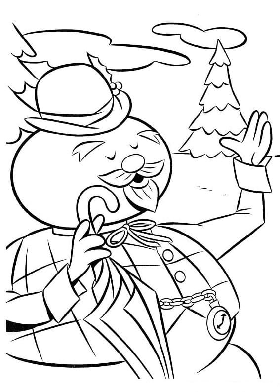 Sam the Snowman in Rudolph coloring page