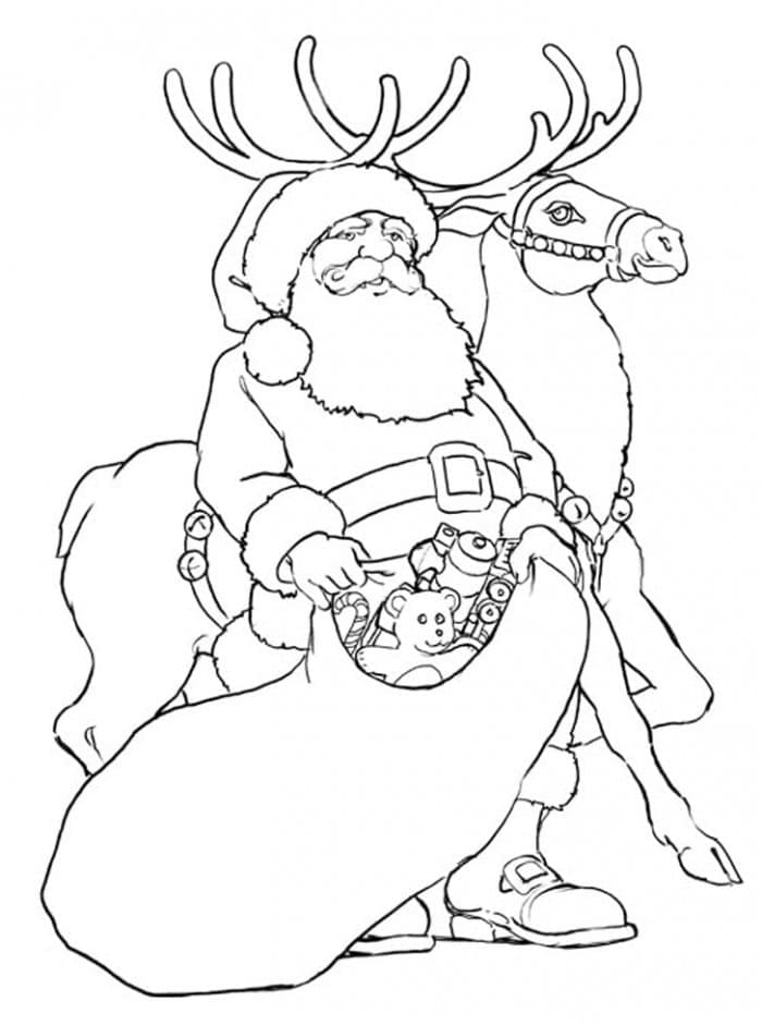 Santa and Reindeer coloring page