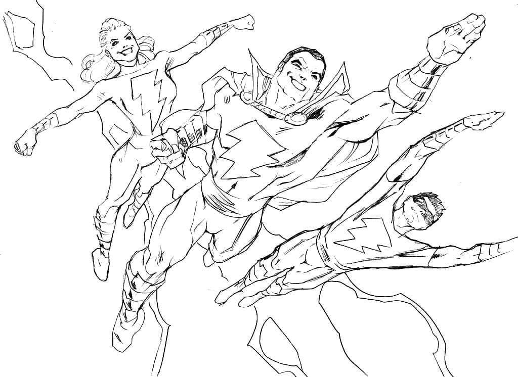 Shazam Characters coloring page