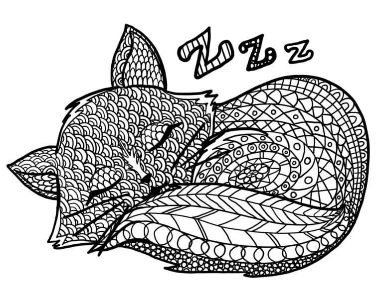 Sleeping Cat Relaxing coloring page