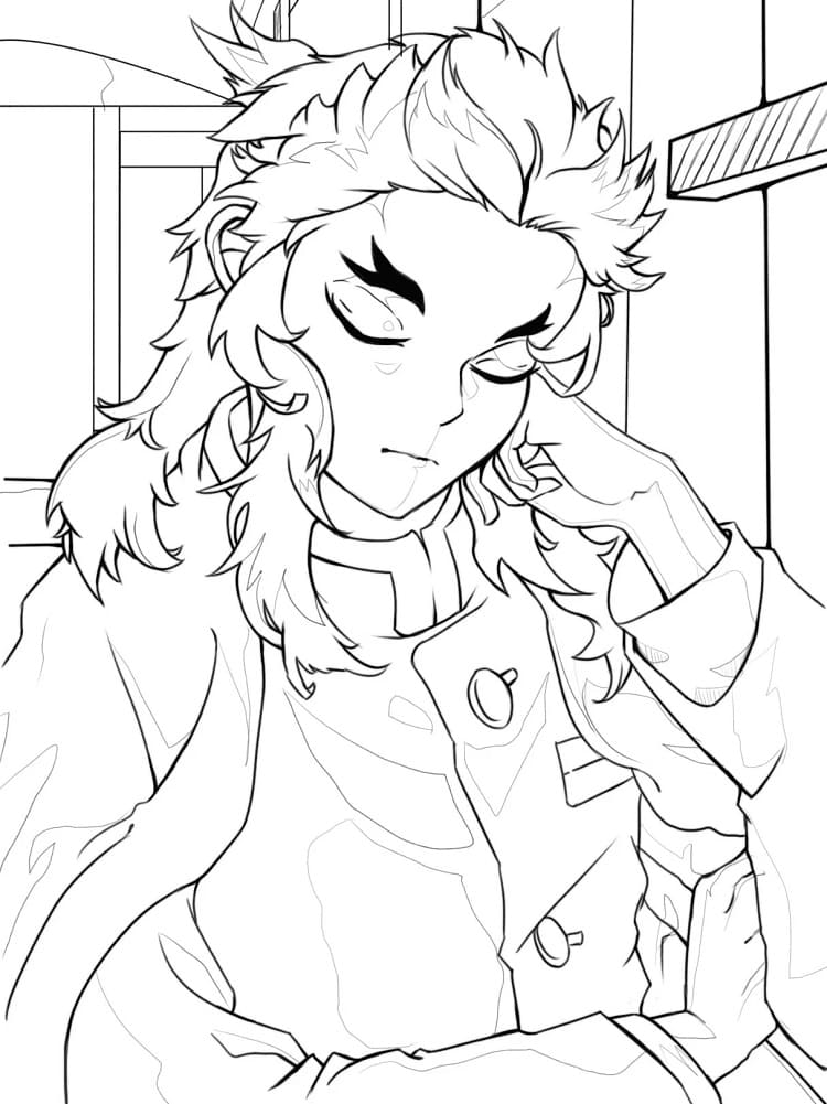 Sleeping Kyojuro Rengoku coloring page