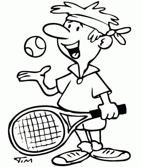 Smiling Tennis Player coloring page