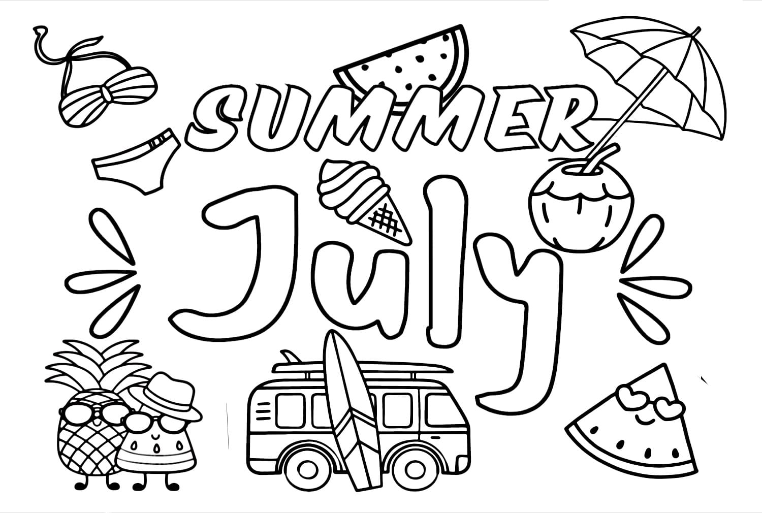 Summer July Coloring Page Download Print Or Color Online For Free